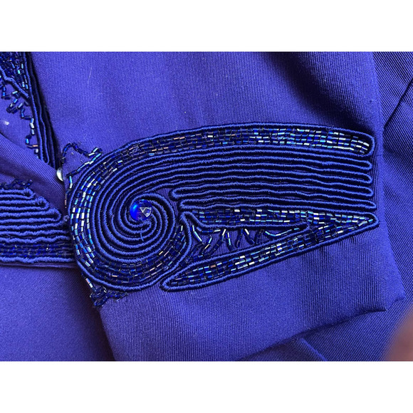 Chancelle 2 Piece Blue Skirt Suit with Beaded Embellishment Size 14 - Picture 9 of 15